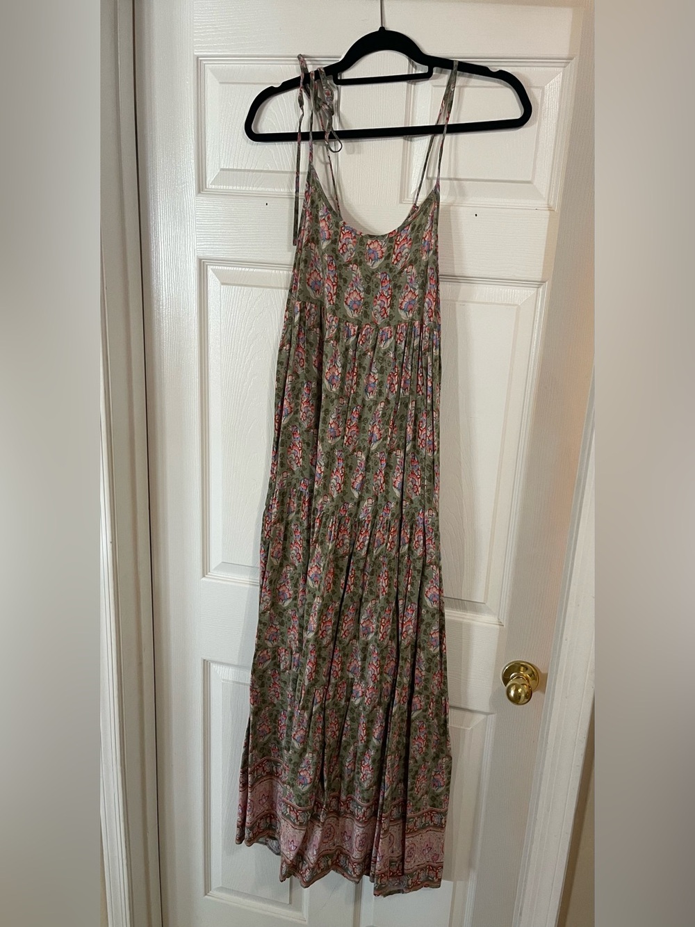 NATURAL LIFE Elizabeth Olive Green Maxi Dress with Pink Floral Print - Picture 3 of 8